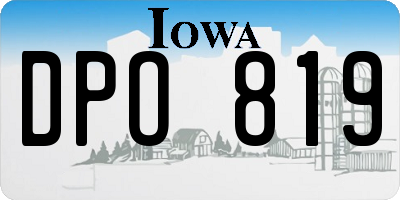 IA license plate DPO819