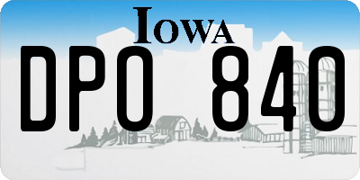 IA license plate DPO840