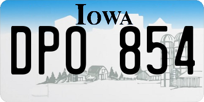 IA license plate DPO854