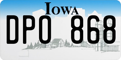 IA license plate DPO868