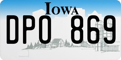 IA license plate DPO869