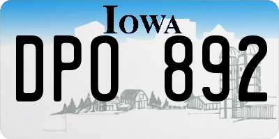 IA license plate DPO892