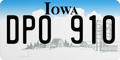 IA license plate DPO910