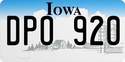 IA license plate DPO920
