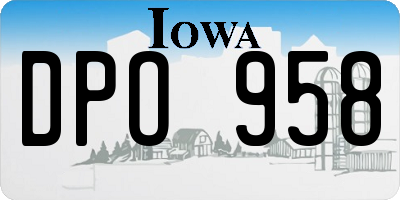 IA license plate DPO958
