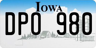 IA license plate DPO980