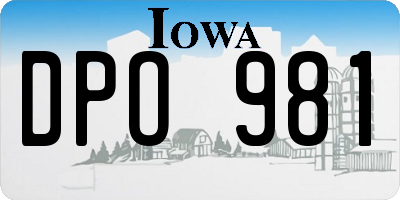 IA license plate DPO981