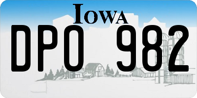 IA license plate DPO982
