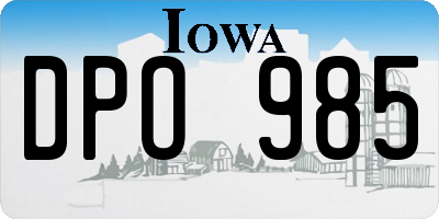 IA license plate DPO985