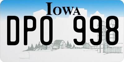 IA license plate DPO998