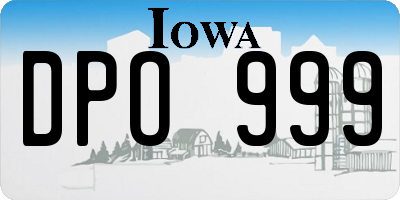 IA license plate DPO999