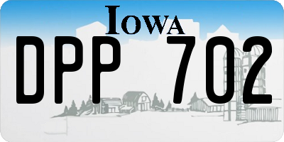 IA license plate DPP702