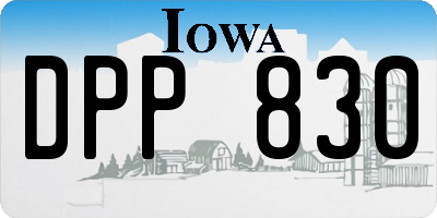 IA license plate DPP830