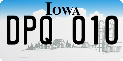 IA license plate DPQ010
