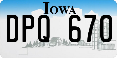 IA license plate DPQ670
