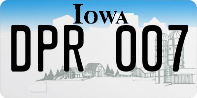 IA license plate DPR007