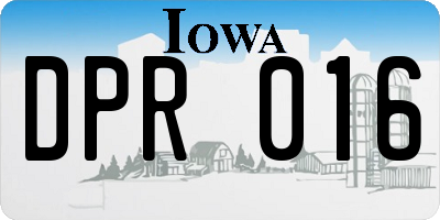 IA license plate DPR016