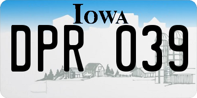 IA license plate DPR039