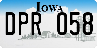 IA license plate DPR058
