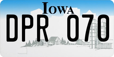 IA license plate DPR070