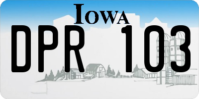 IA license plate DPR103