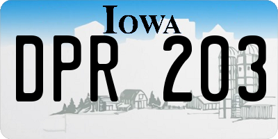 IA license plate DPR203