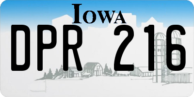 IA license plate DPR216