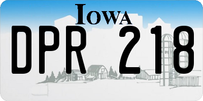 IA license plate DPR218
