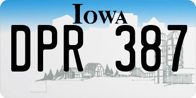 IA license plate DPR387
