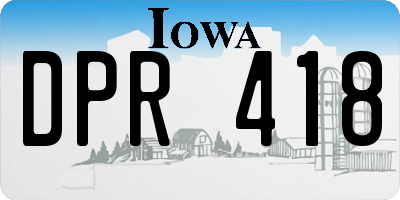 IA license plate DPR418