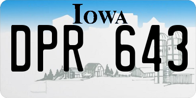 IA license plate DPR643