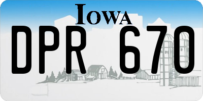 IA license plate DPR670