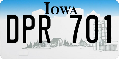 IA license plate DPR701