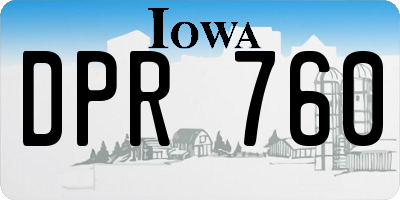IA license plate DPR760