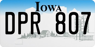 IA license plate DPR807