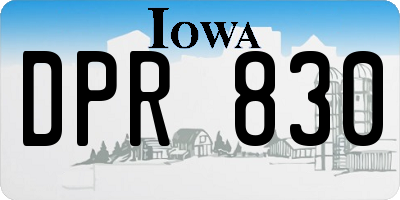 IA license plate DPR830