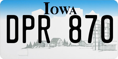 IA license plate DPR870