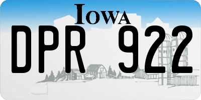 IA license plate DPR922
