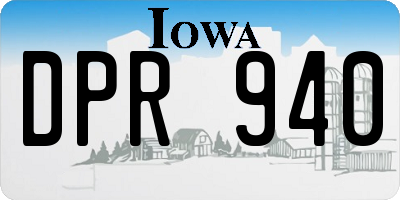 IA license plate DPR940