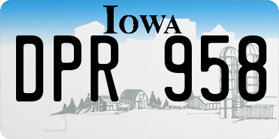 IA license plate DPR958