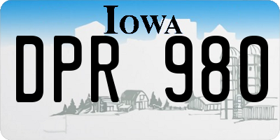 IA license plate DPR980