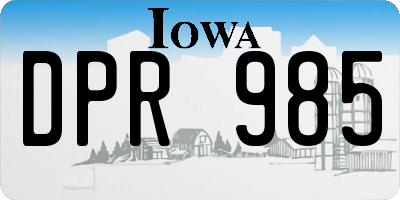 IA license plate DPR985
