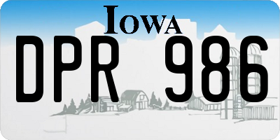 IA license plate DPR986