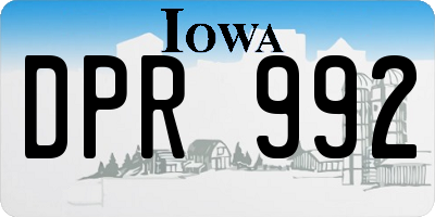 IA license plate DPR992