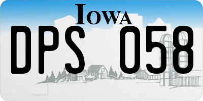 IA license plate DPS058