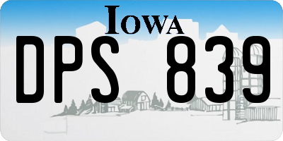 IA license plate DPS839