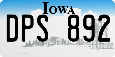 IA license plate DPS892