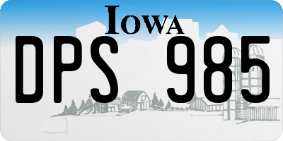 IA license plate DPS985