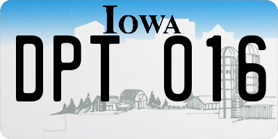 IA license plate DPT016