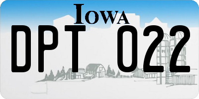 IA license plate DPT022